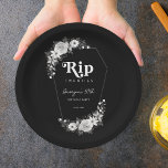 Rip To My Twenties Black 30th Birthday Party Paper Plates<br><div class="desc">Celebrate your birthday with these stylish paper plates,  featuring gothic black and white floral,  coffin shaped frame,  retro typography and custom details of your choice. Easily add your own details by clicking on the "personalize" option.</div>