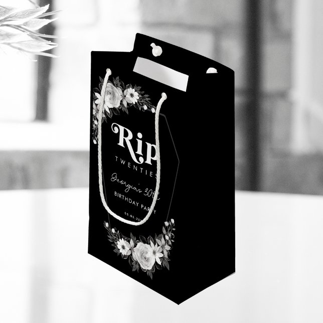 Rip To My Twenties Black 30th Birthday Party Small Gift Bag (Creator Uploaded)