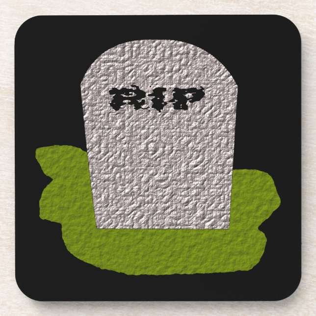 RIP Tombstone Cork Coaster (Front)