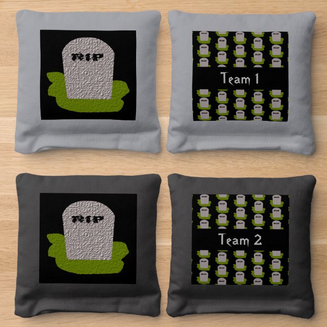 RIP Tombstone Custom Cornhole Bags (Wood)
