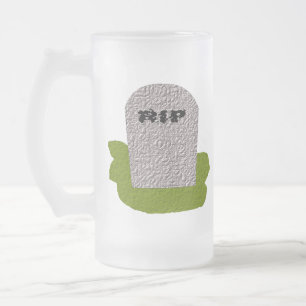 RIP Tombstone Frosted Glass Mug