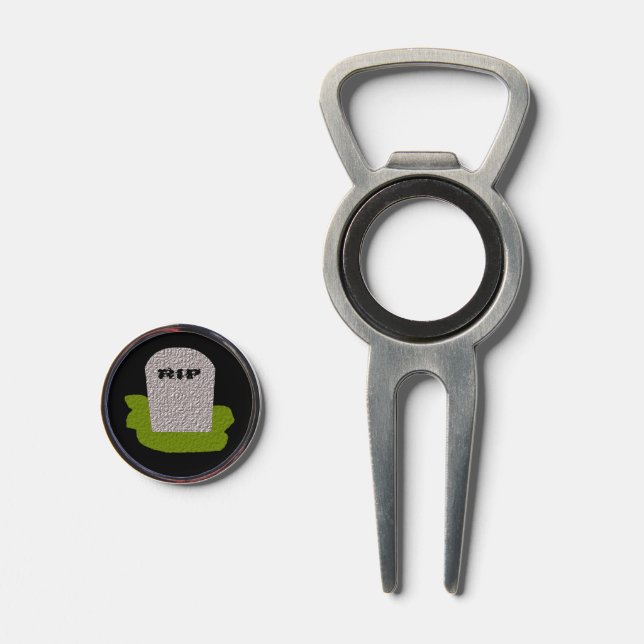RIP Tombstone Golf Ball Markers Divot Tool (Front (Open))