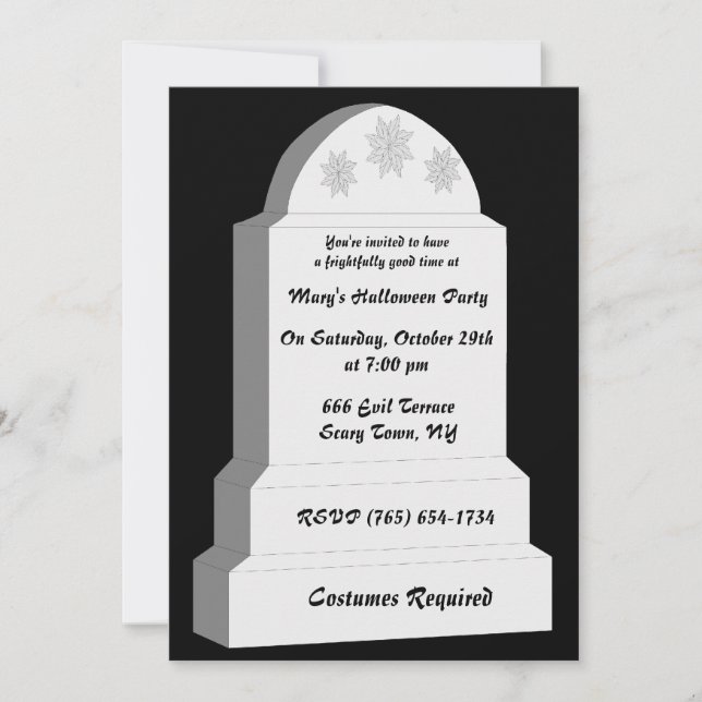 RIP Tombstone Party Invitation (Front)