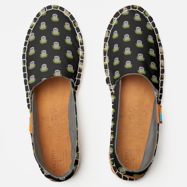RIP Tombstone Patterned Halloween Espadrilles (Front)