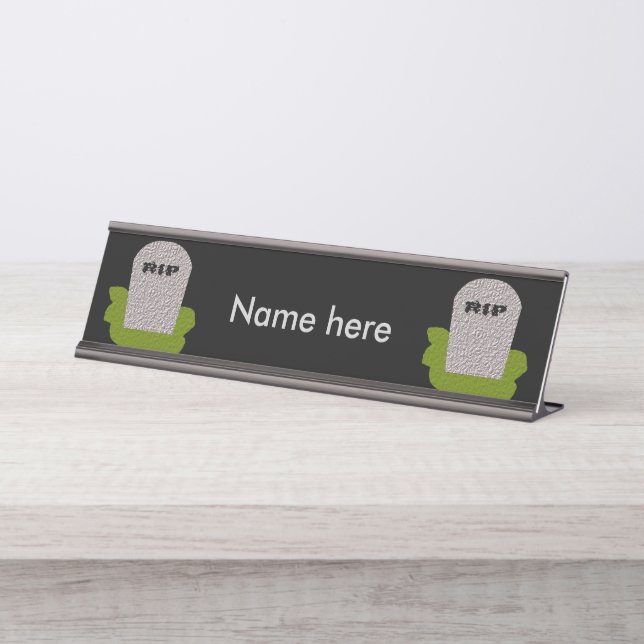RIP Tombstone Personalized Desk Sign (Front)