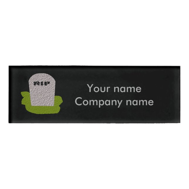 RIP Tombstone Personalized Name Tag (Front)