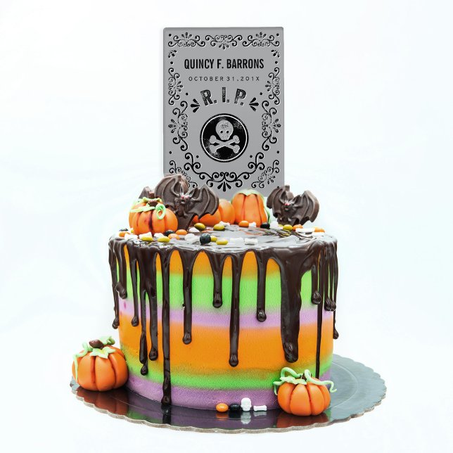RIP Tombstone Skull Halloween Party cake pick (Creator Uploaded)