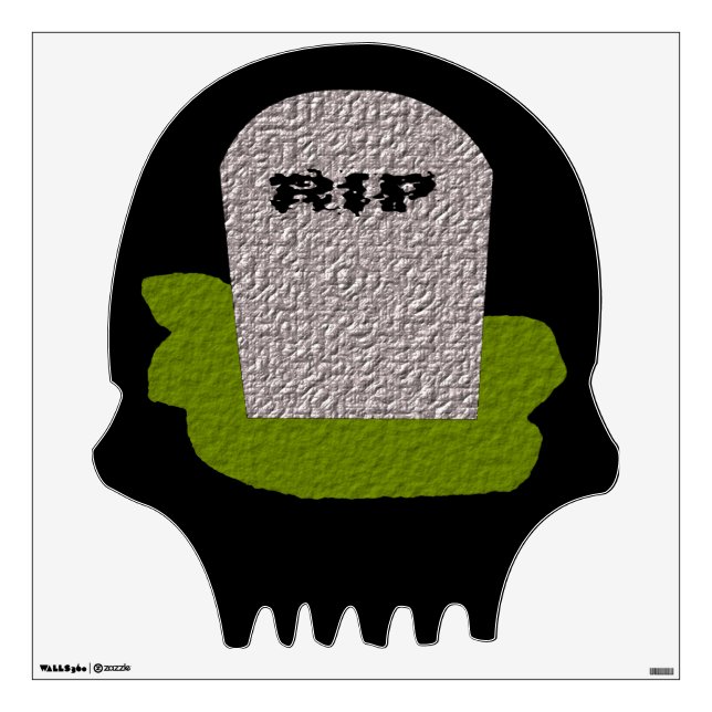 RIP Tombstone Skull Wall Decal (Front)