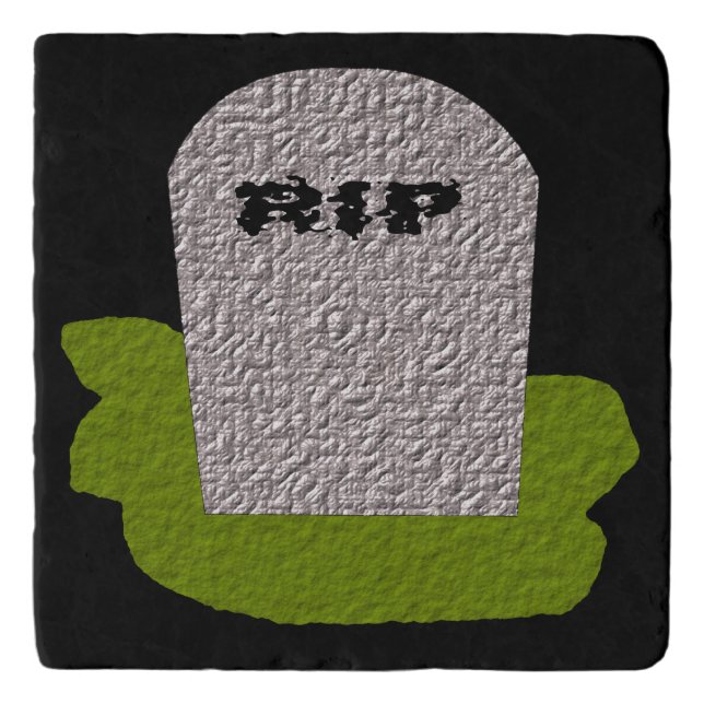 RIP Tombstone Stone Trivet (Front)