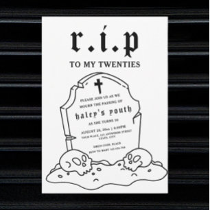 RIP Twenties 20s Funny Death Funeral 30th Birthday Invitation