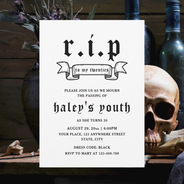 RIP Twenties 20s Funny Death Funeral 30th Birthday Invitation (Creator Uploaded)