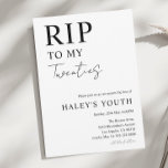 RIP Twenties 20s Modern Simple 30th Birthday Invitation<br><div class="desc">Mourn the loss of your twenties with our RIP Twenties 20s Moder Simple 30th Birthday Invitation. This minimalist design features a striking black and white aesthetic, capturing the somber tone of the occasion. The phrase "RIP Twenties" is prominently displayed in script and cursive typography. For more products visit my shop:...</div>