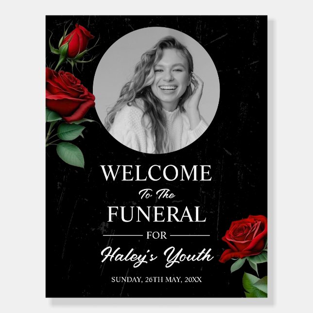 RIP Twenties 20s Rose Funeral 30th Birthday Photo Foam Board (Front)