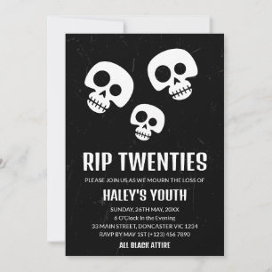 RIP Twenties 20s Skull Funny Funeral 30th Birthday Invitation