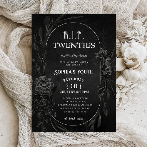 RIP Twenties 30th Birthday Party Death to my Youth Invitation