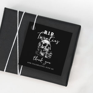 RIP Twenties Black Skull Thank You Birthday  Favor Tags