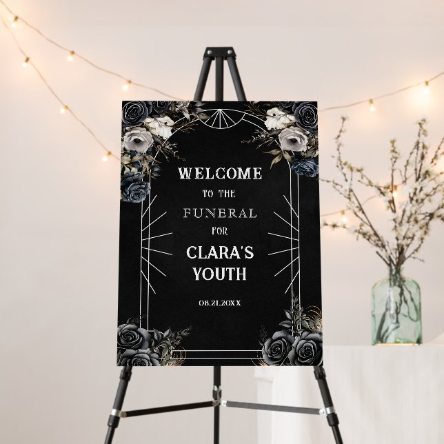RIP Twenties Floral 30th Birthday Welcome Foam Board (In Situ (Stand))