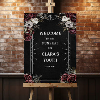 RIP Twenties Floral 30th Birthday Welcome Foam Board