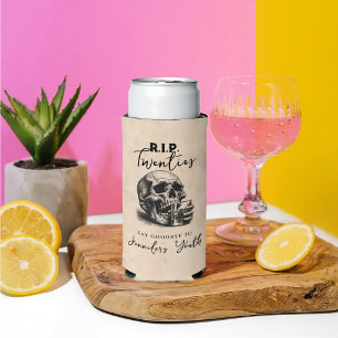 RIP Twenties Funny Vintage Skull Birthday Seltzer Can Cooler