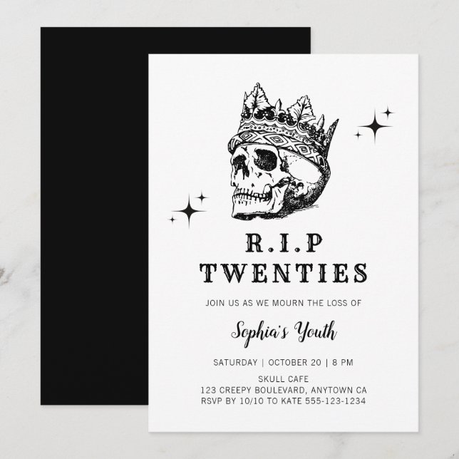 RIP Twenties Gothic Halloween 30th Birthday Party Invitation (Front/Back)
