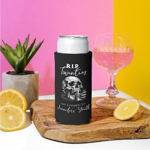 RIP Twenties Gothic Skull Birthday Can Coolers