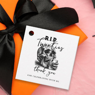 RIP Twenties Gothic Skull Birthday Party Thank You Favor Tags