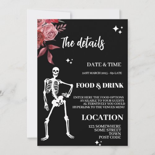 RIP Twenties Skull Rose Invitation