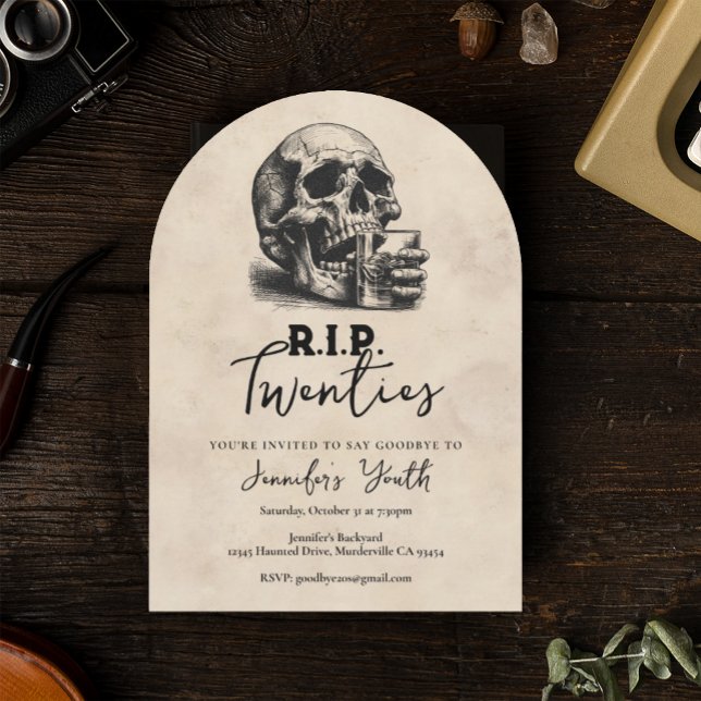 RIP Twenties Vintage Skull 30th Birthday Party Invitation (Creator Uploaded)