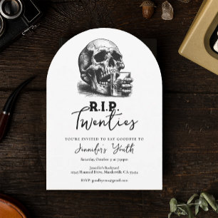 RIP Twenties Vintage Skull 30th Birthday Party Invitation