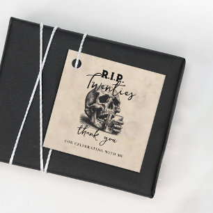 RIP Twenties Vintage Skull Birthday Thank You Favor Tags