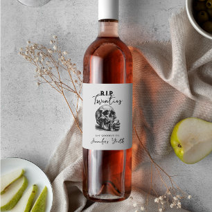 RIP Twenties Vintage Skull Martini Birthday Party Wine Label