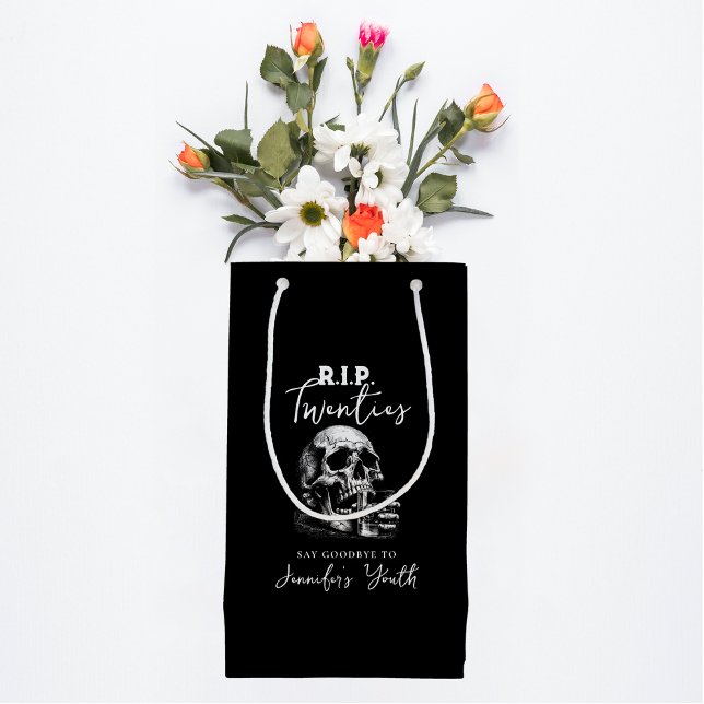 RIP Twenties Whiskey Gothic Skull Black Birthday  Small Gift Bag (Creator Uploaded)