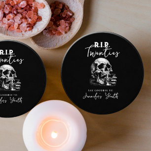 RIP Twenties Whiskey Skull 30th Birthday Party Mini Candle Favors