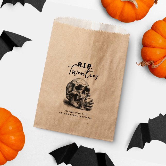 RIP Twenties Whiskey Skull Birthday Thank You Favor Bag (Creator Uploaded)