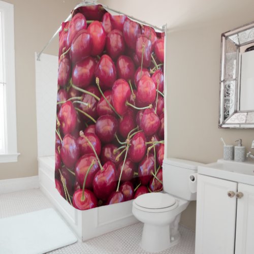 ripe cherries   shower curtain