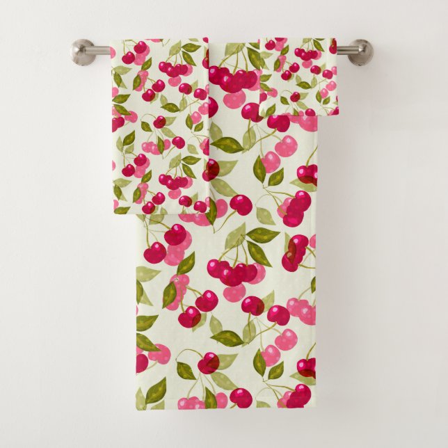 Ripe cherry bath towel set (Insitu)