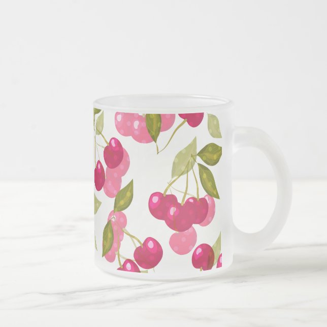 Ripe cherry frosted glass coffee mug (Right)