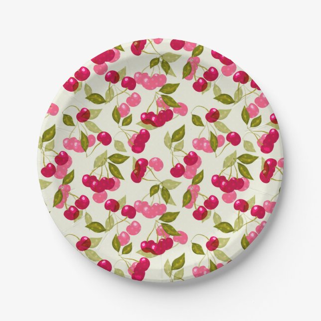 Ripe cherry paper plates (Front)