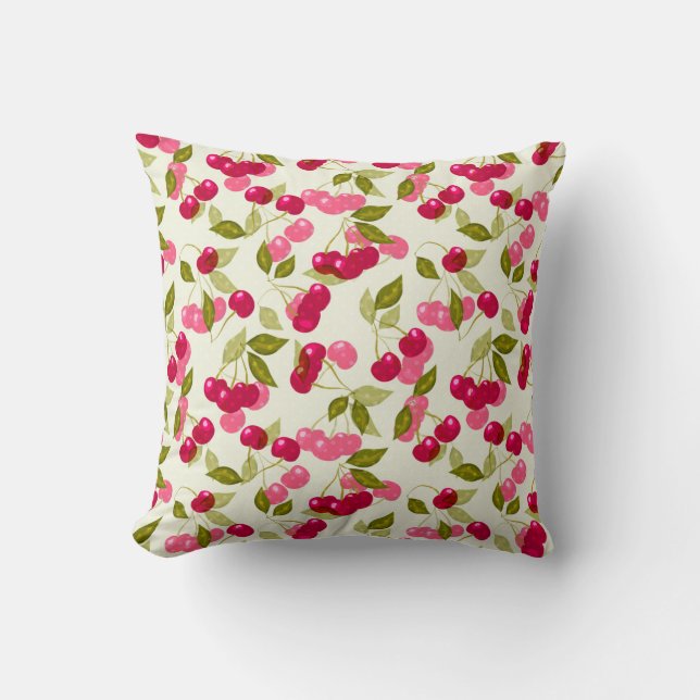 Ripe cherry  throw pillow (Front)
