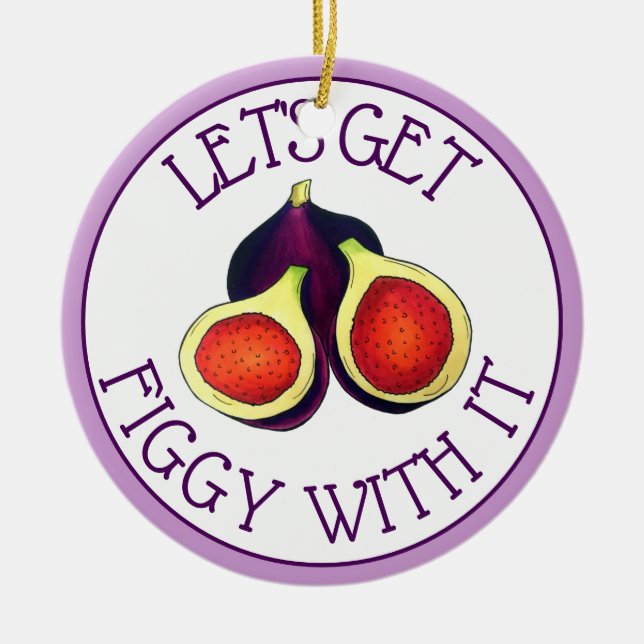Ripe Fresh Sliced Purple Figs Fig Tree Fruit Ceramic Ornament (Front)
