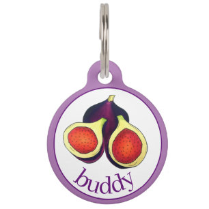 Ripe Fresh Sliced Purple Figs Fig Tree Fruit Pet ID Tag