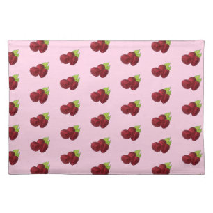Ripe Fresh Summer Red Raspberries Fruit Berry Cloth Placemat