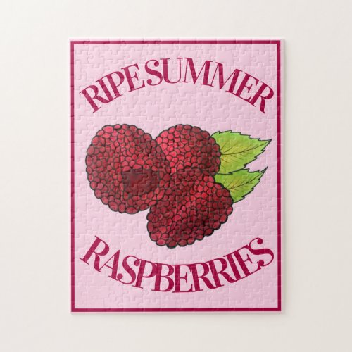 Ripe Fresh Summer Red Raspberries Fruit Berry Jigsaw Puzzle