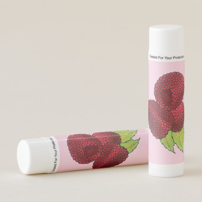 Ripe Fresh Summer Red Raspberries Fruit Berry Lip Balm (Front)