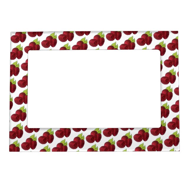 Ripe Fresh Summer Red Raspberries Fruit Berry Magnetic Frame (Front)