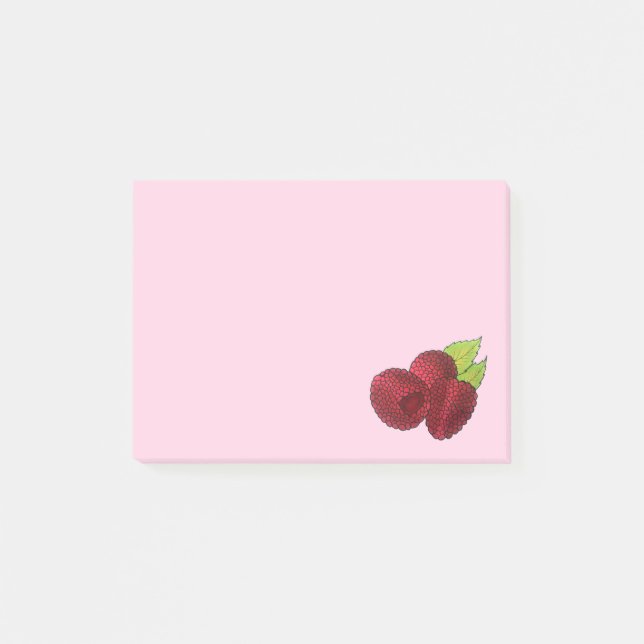 Ripe Fresh Summer Red Raspberries Fruit Berry Post-it Notes (Front)