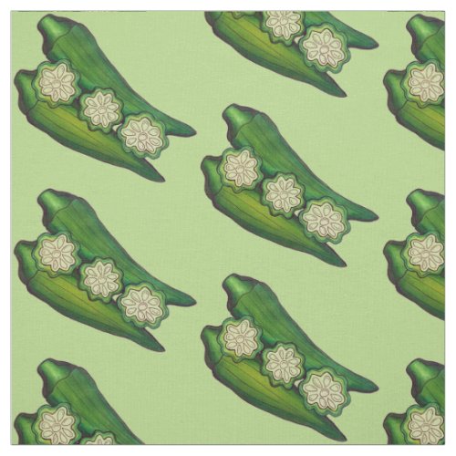 Ripe Green Okra Pods Veggie Vegetable Gumbo Fabric