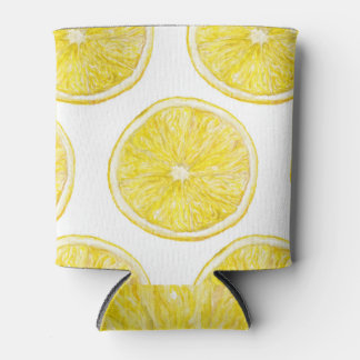 Ripe Lemon Slice Watercolor Pattern Can Cooler