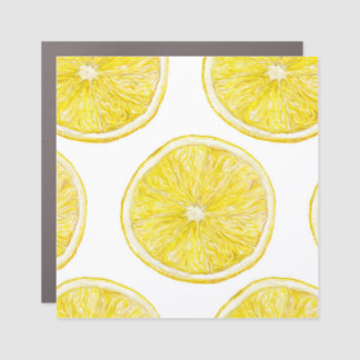 Ripe Lemon Slice Watercolor Pattern Car Magnet