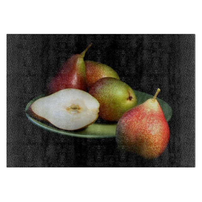 Ripe, luscious pears glass cutting board (Front)